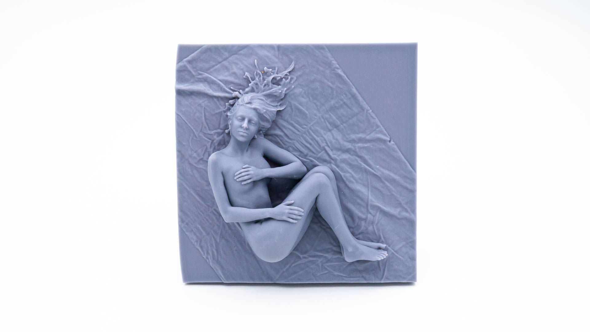 cute model laying hiding body sculpture 3D printed