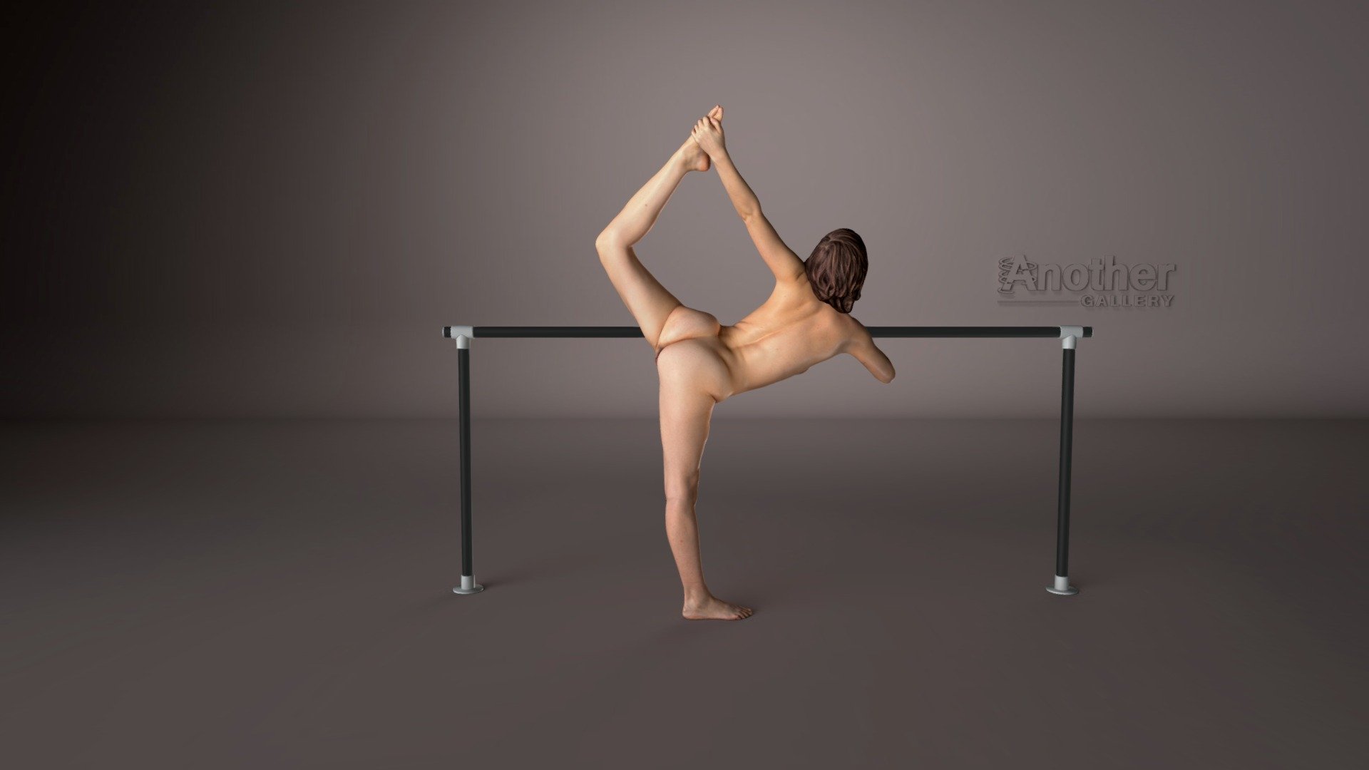 ania model stretching dancing pose in a photostudio