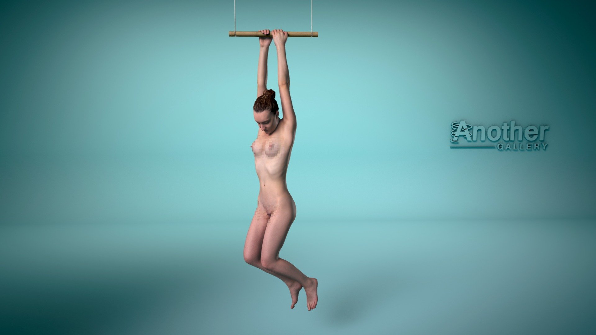 christie model hanging nude in the photostudio